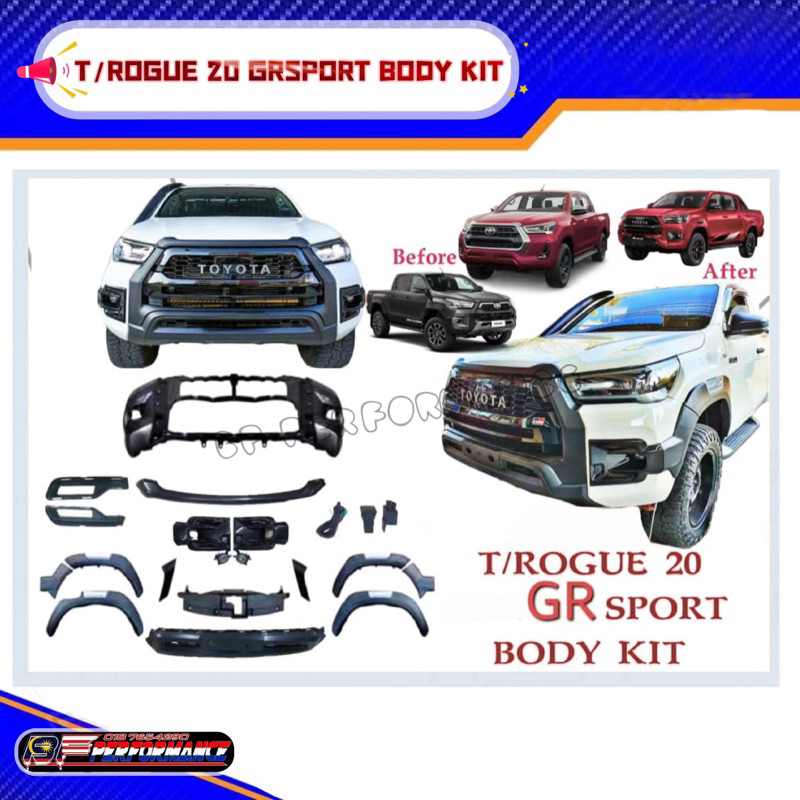 TOYOTA HILUX ROGUE 2.4 2.8 CONVERT TO GR SPORT BUMPER GRILLE FENDER FOG