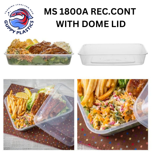 MS 1800A DISPOSANLE PP RECTANGULAR CONTAINER WITH DOME LID / PP LUNCH ...