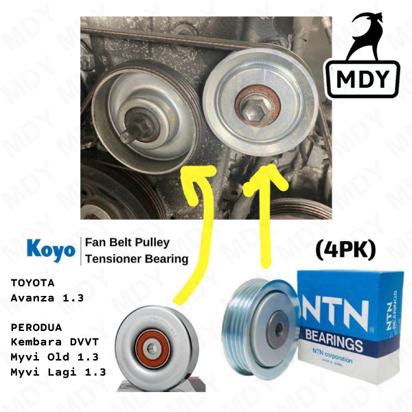 Koyo Fan Belt Bearing NTN 4PK Idler Pulley Perodua Myvi / Lagi Best 1.3