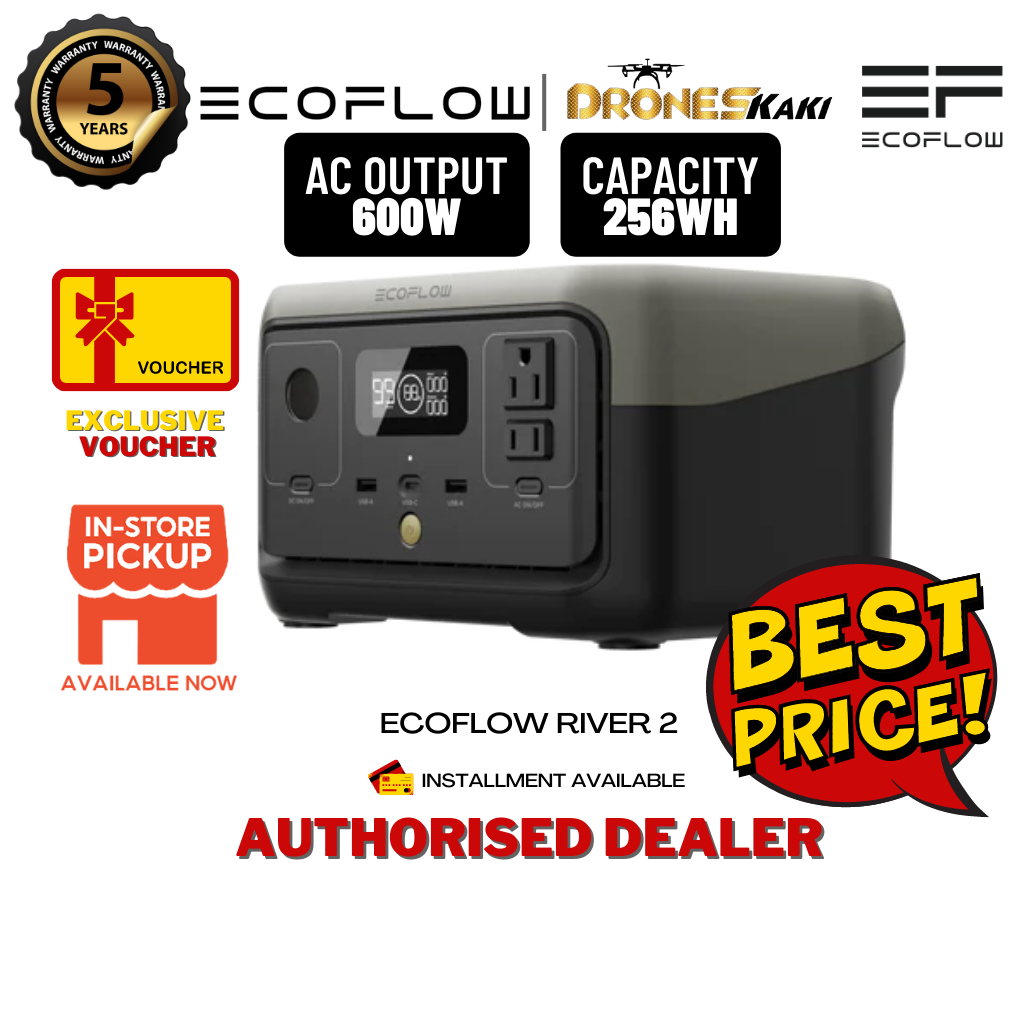 EcoFlow RIVER 2 Portable Power Station | 300W (Surge 600W) | 256Wh (80 ...