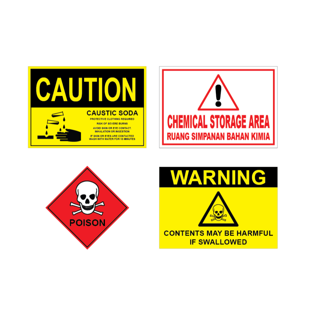 Indurstrial Safety signage/Caution/Caustic soda/Chemical storage area/warining harmful if