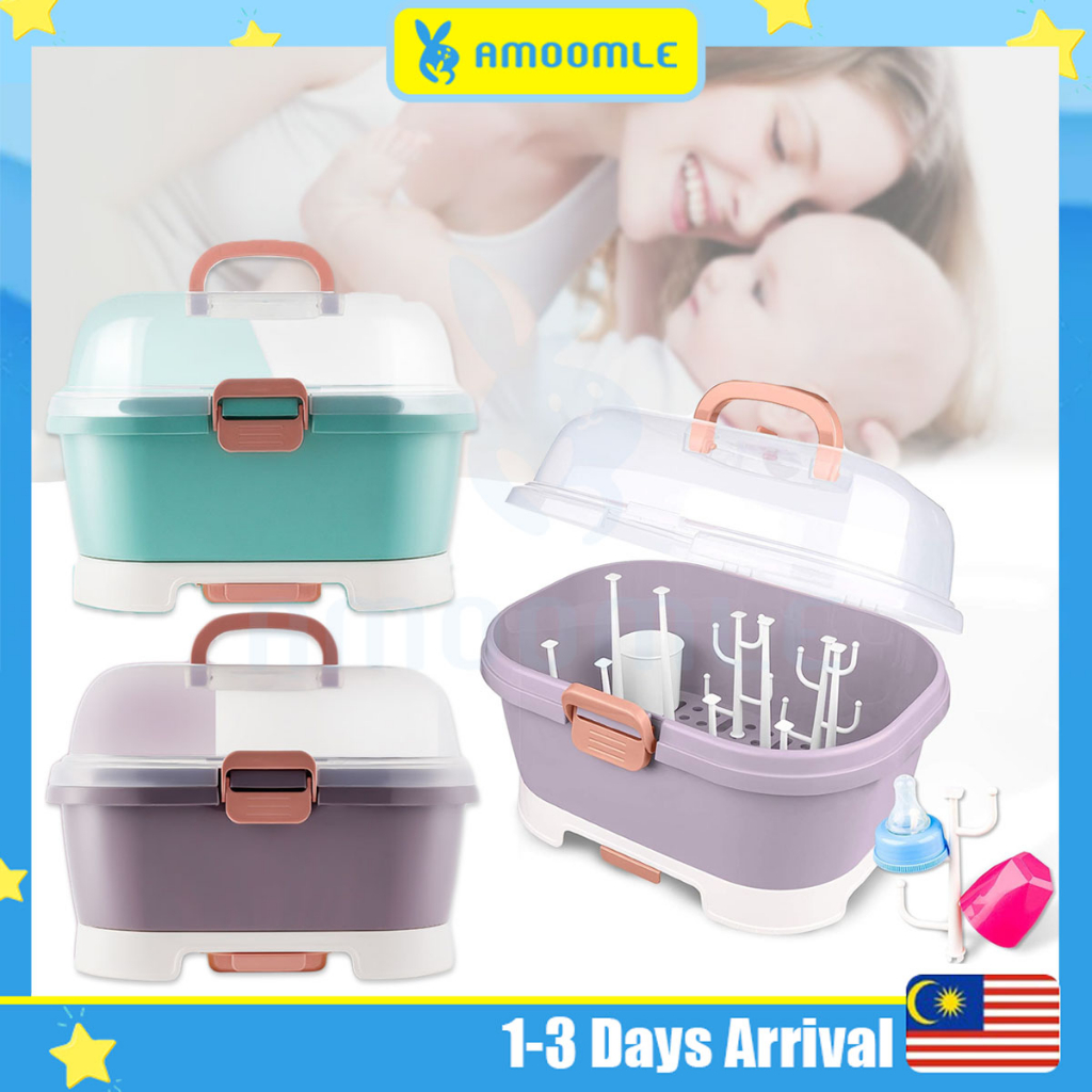 READY STOCK Portable Baby Milk Bottle Storage Box With Lid Dustproof Milk Powder Container