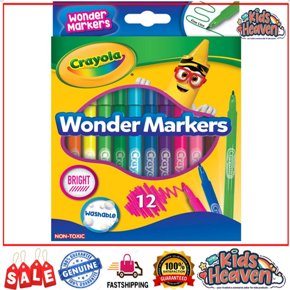 Crayola Wonder Markers 12ct / 20ct / 50ct Colors Fine Line Washable (100.0 Original) Shopee