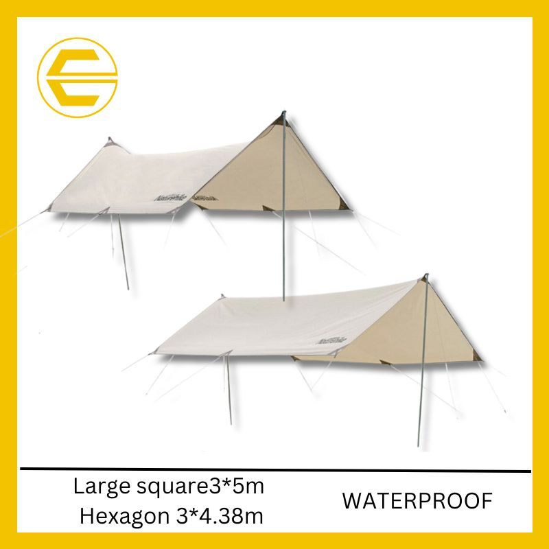 NatureHike Shelter Sun Shade Camping Rain Tarp large square hexagon