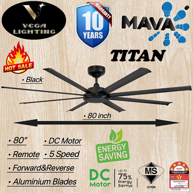 Mava Titan 80” / DC Fan / 8 Speed / Aluminuim Blade | Shopee Malaysia