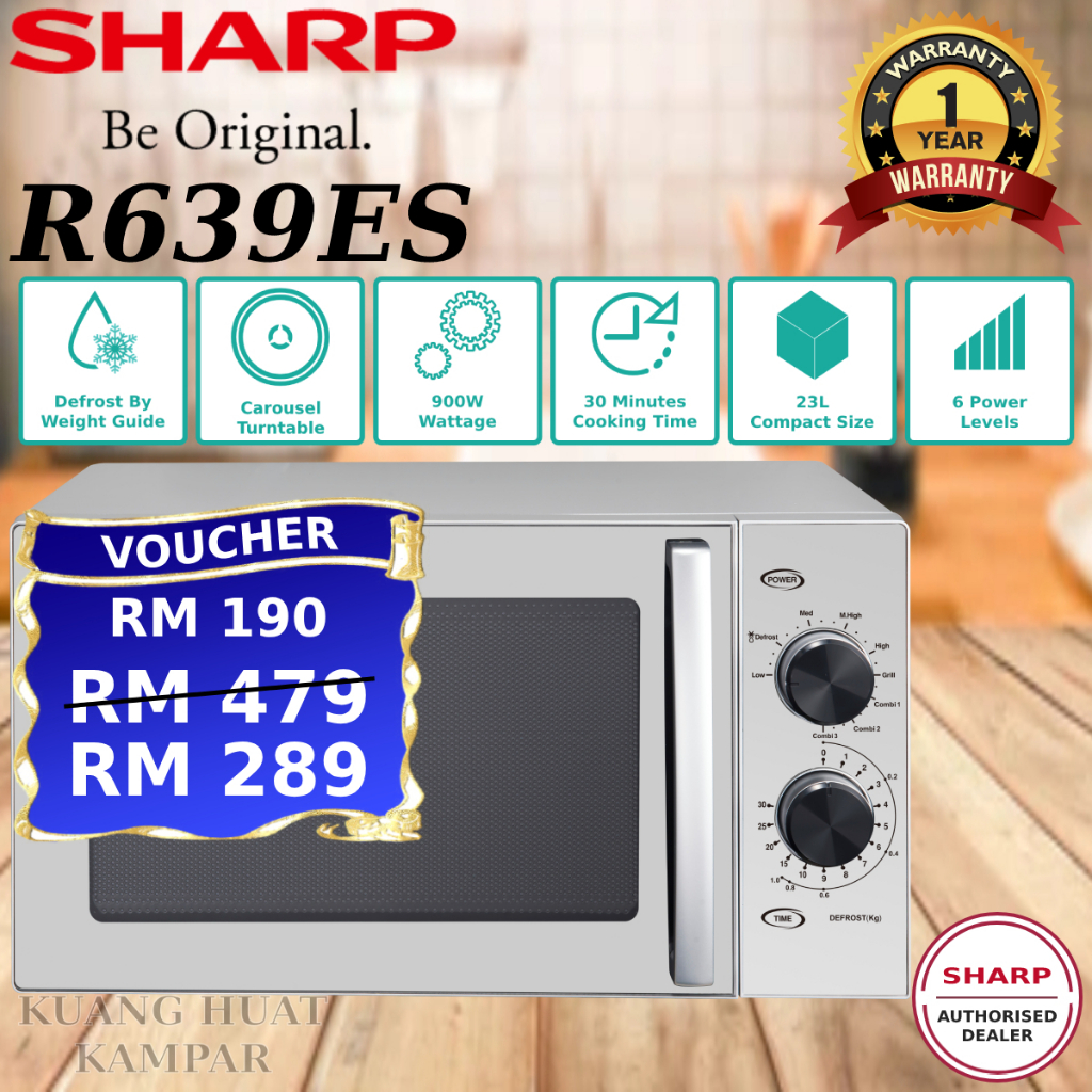 SHARP 23L MICROWAVE OVEN WITH GRILL FUNCTION R639ES // Sharp 23L