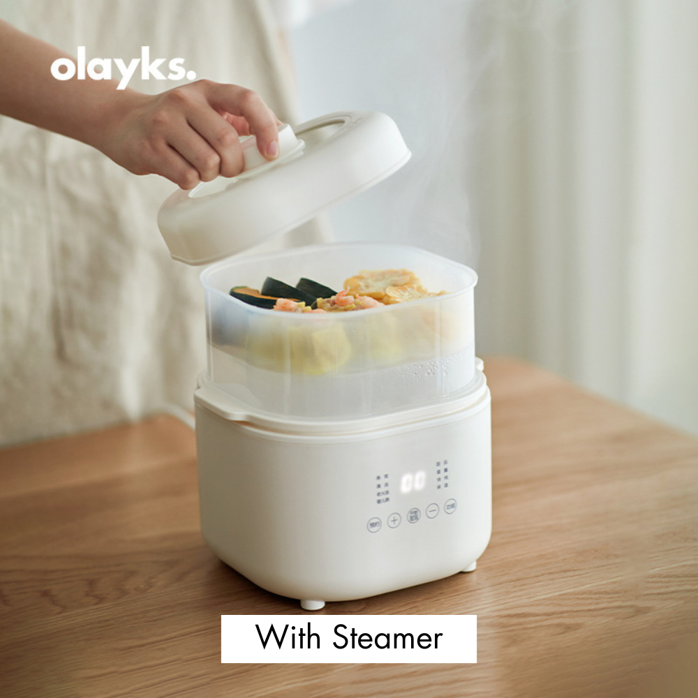 Olayks 1L Electric Slow Cooker Ceramic Inner Pot Baby Porridge/Soup