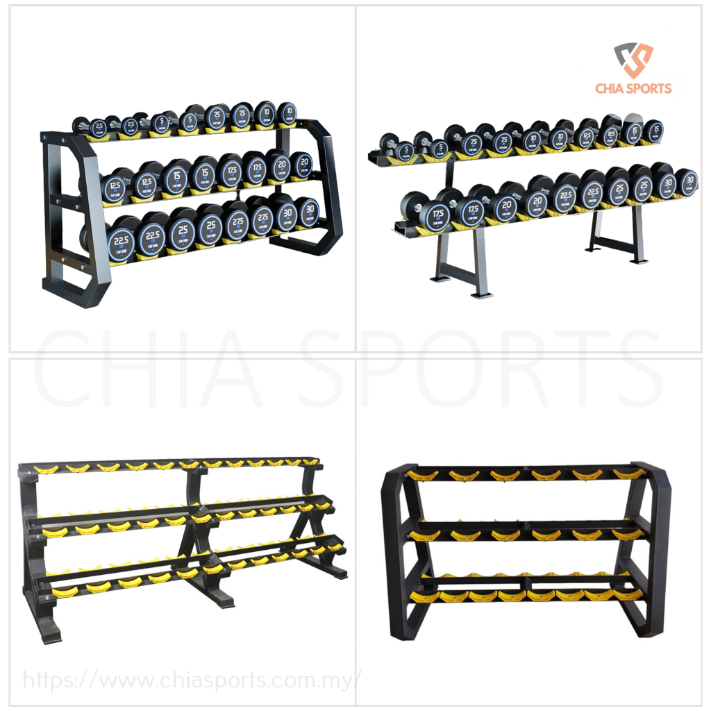 Commercial Dumbbell Rack Double Tier (6/10 Pair) Storage Racks Rubber ...