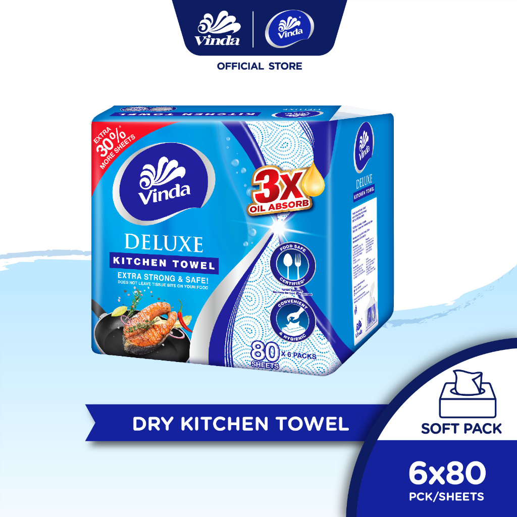 Vinda Deluxe Softpack Kitchen Towel 6x80s Shopee Malaysia