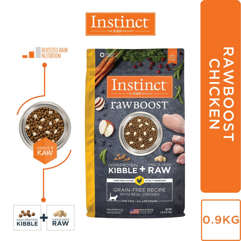 Instinct Cat Raw Boost Grain Free Recipe with Real Chicken Dry Cat Food 0.9kg