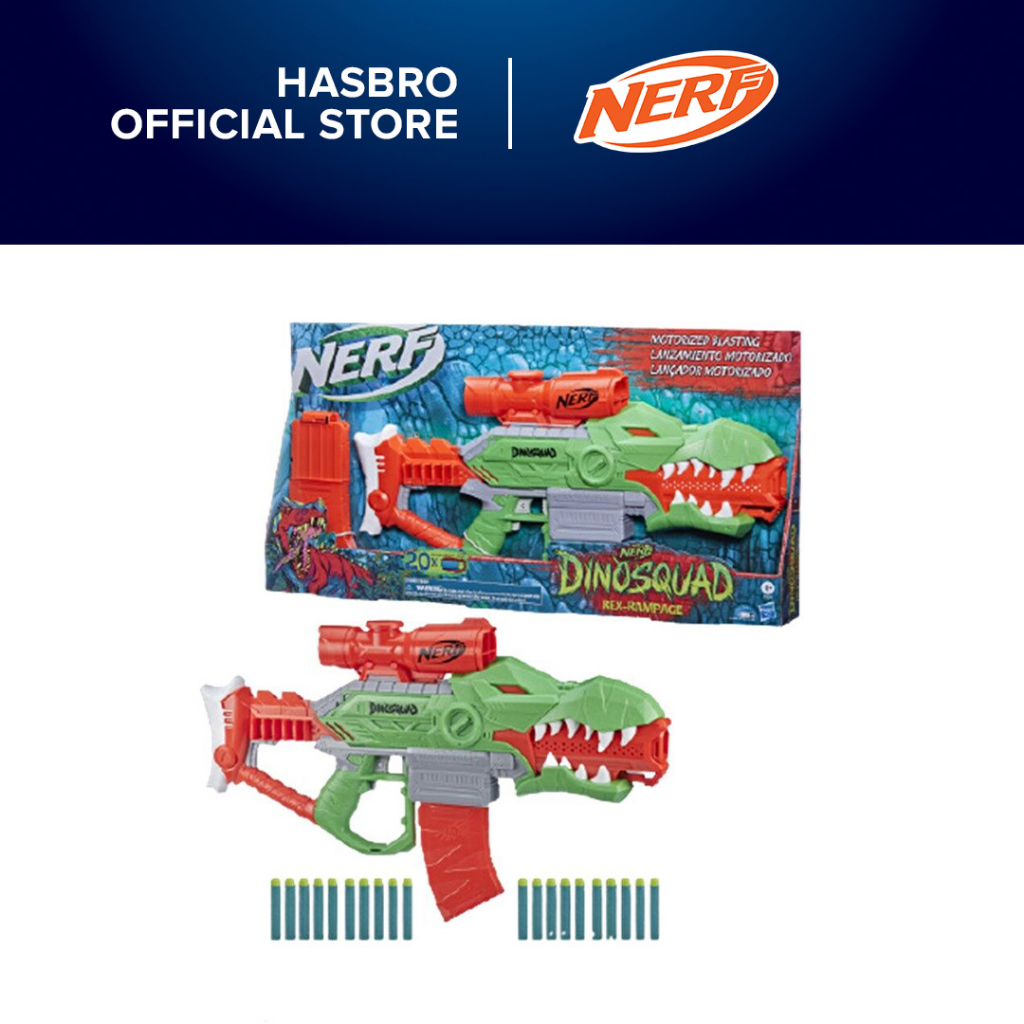 Nerf DinoSquad Rex-Rampage Motorized Dart Blaster, 10-Dart Clip, 20 Nerf  Darts