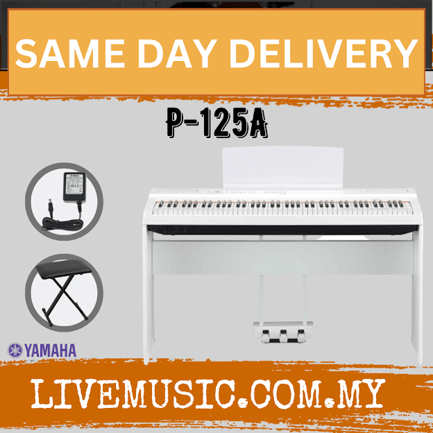 Yamaha P125A 88Keys Digital Piano with Piano Bench, Dust Cover