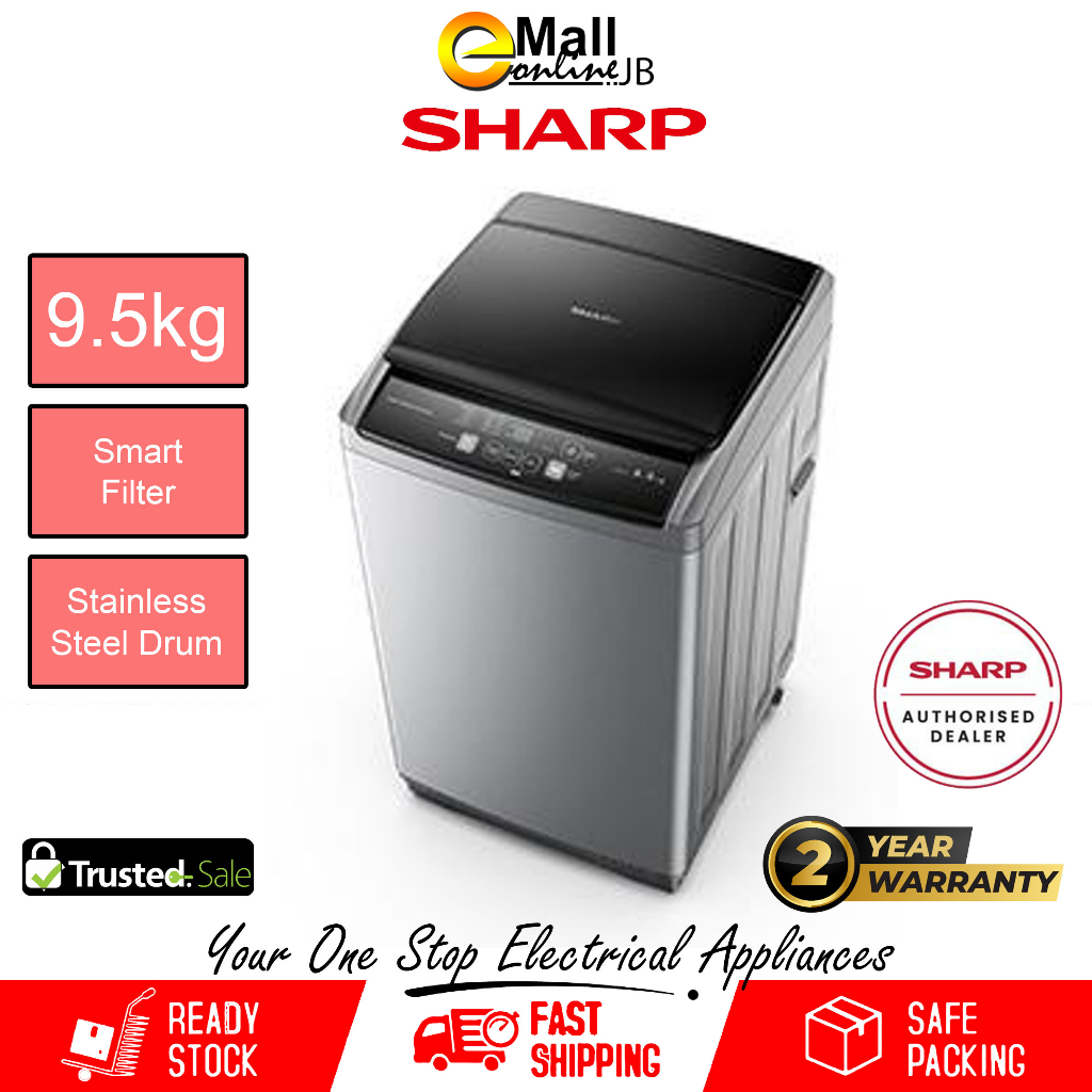 Sharp 9.5kg Washing Machine ES921X | Mesin Basuh | Top Load Washer ...