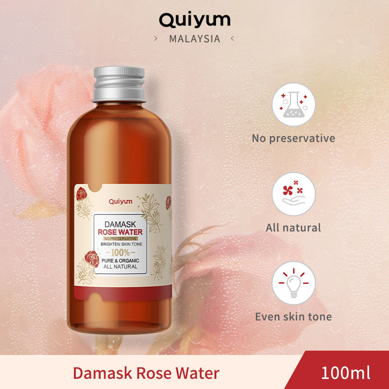 Quiyum Rose Water Hydrosol Organic Brightening Hydrating Toner Tighten
