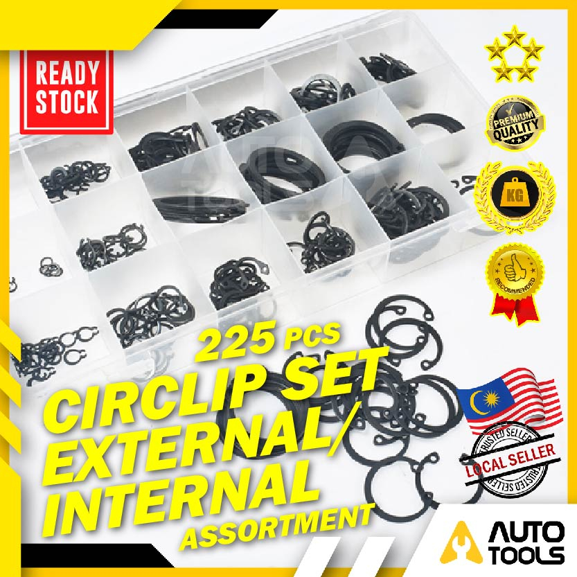 225PCS Circlip External / Internal Snap Ring Circlip Retaining Ring Set ...