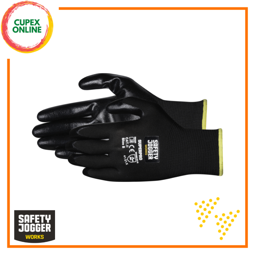 SAFETY JOGGER SuperPro 4121X PE Safety Glove Black Nitrile Coating