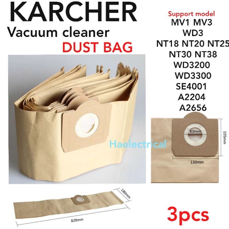 Karcher Vacuum Bags Washable Reusable Dust Bag Compatible For