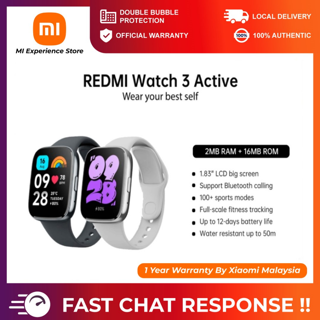 Xiaomi Redmi Watch 3 Active, 1.83” LCD Display, Bluetooth Phone