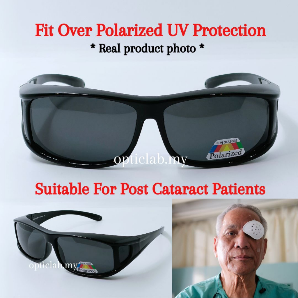 Fit Over Sunglasses Polarized Lens Reduce Glare UV Filter Glasses Driving Suitable Post Cataract Patient Shopee Malaysia