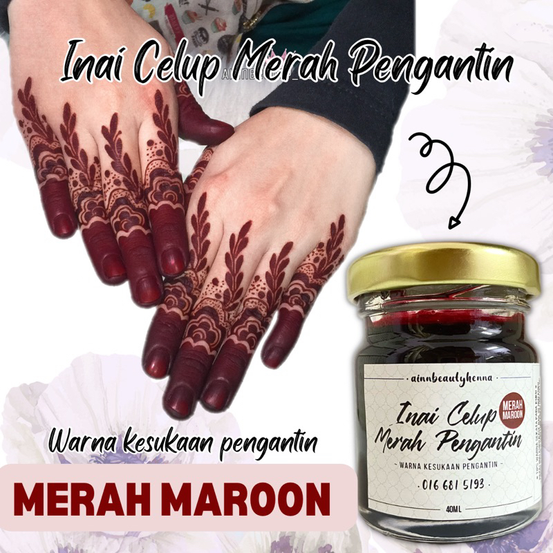 INAI CELUP MERAH PENGANTIN inai celup merah maroon by