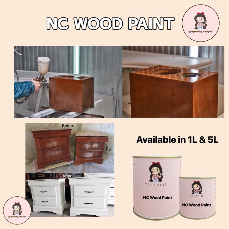 1L & 5L YAY NC Wood TOP COAT, Clear Top coat, White Primer, Clear