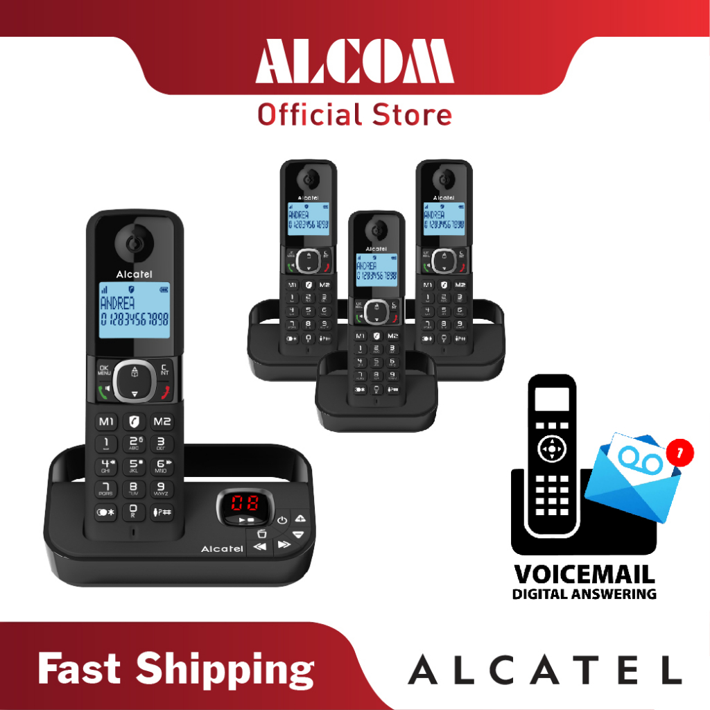 Alcatel F860 Voice Trio Quad Cordless Phone With 3 Or 4 Telephone Handsets And Digital Answering 1248