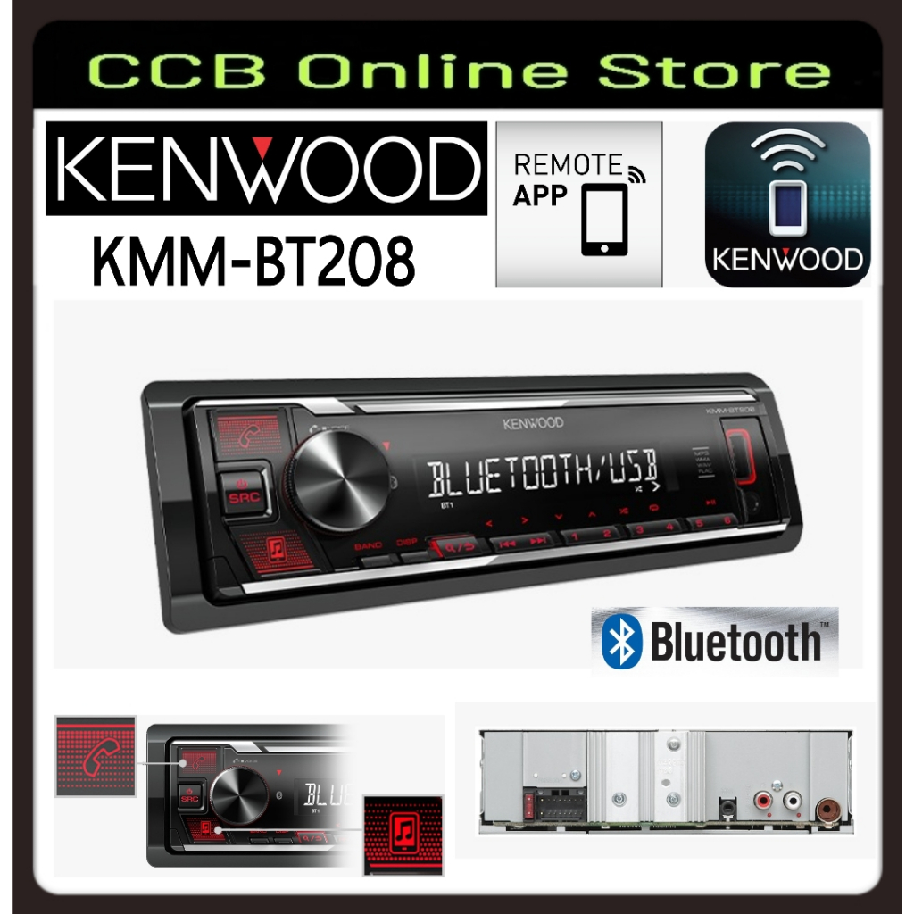 Kenwood KMM-BT208 Usb & Bluetooth Spotify Control With 13 Band EQ ...