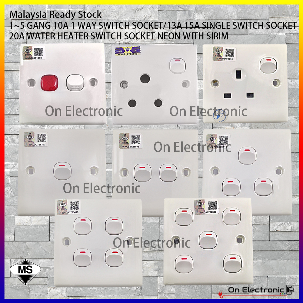 1/2/3/4/5 GANG 10A 1 WAY SWITCH SOCKET/13A 15A SINGLE SWITCH SOCKET/20A