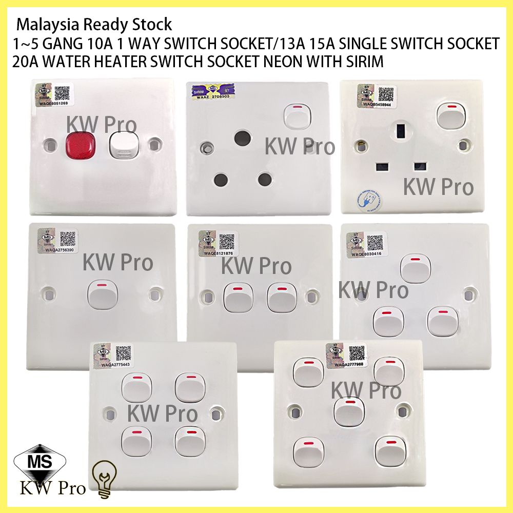 1/2/3/4/5 GANG 10A 1 WAY SWITCH SOCKET/13A 15A SINGLE SWITCH SOCKET/20A