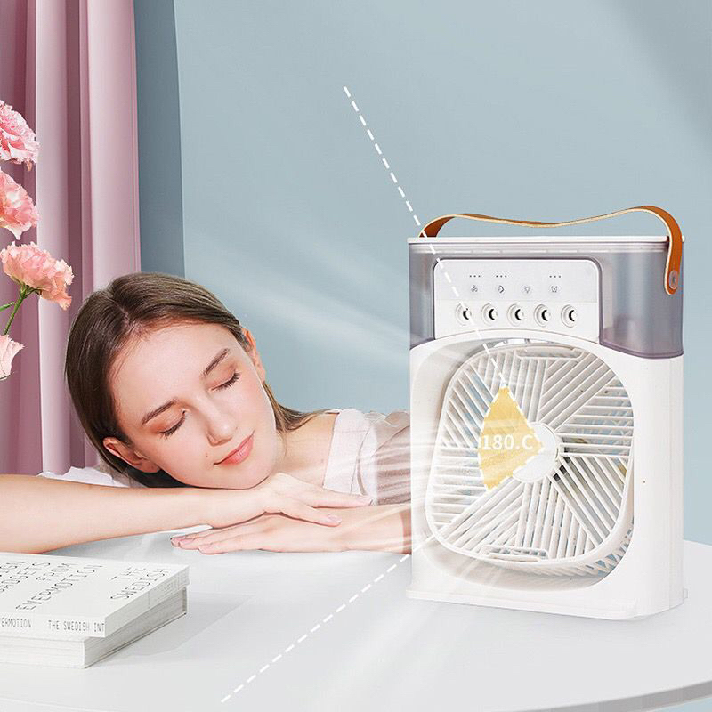 Air Cooler Fan 3 in 1 Mini Portable Fan Humidifier with 7 Colors LED