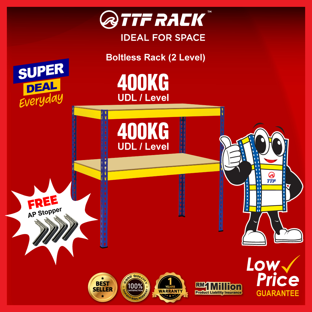 TTF Rack™ 3 Level Boltless Rack H3648"inch D1224"inch/ Rak Besi 300KG
