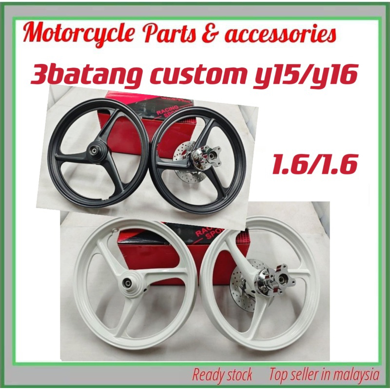 SPORT RIM 3 BATANG CUSTOM DEPAN/DEPAN PNP Y15 Y16 LC135 5s Y125Z ENKEI ...