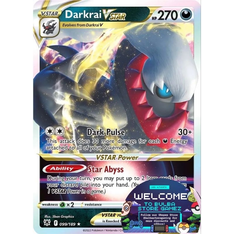 Darkrai Vstar 099/189 SWSH10 Astral Radiance Pokémon TCG Card Game ...