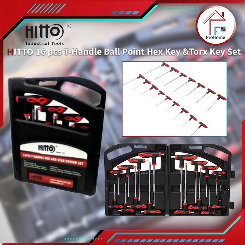 HITTO HBTAK-16 16pcs T-Handle Allen & Torx Key Set/ Allen Key Set ...