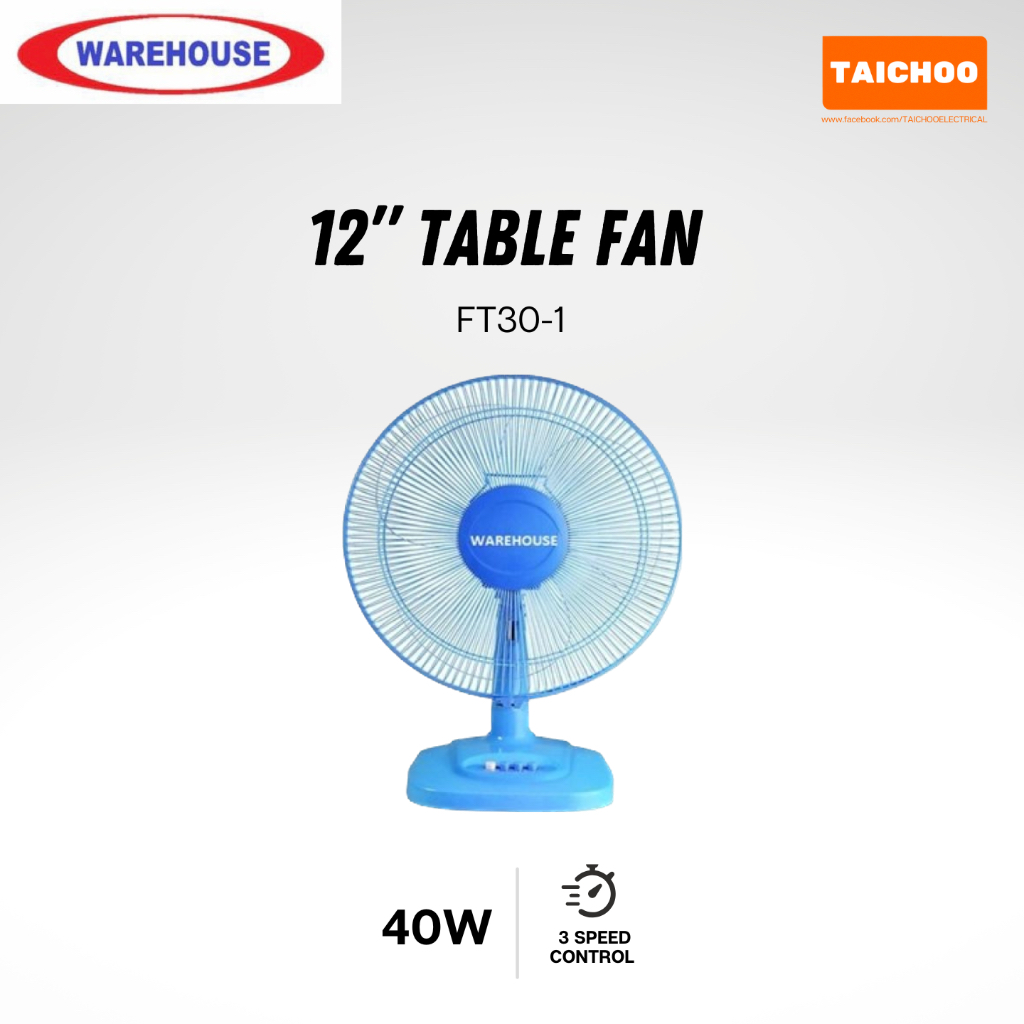 Warehouse 12” Table Fan FT301 [Random Color] Shopee Malaysia