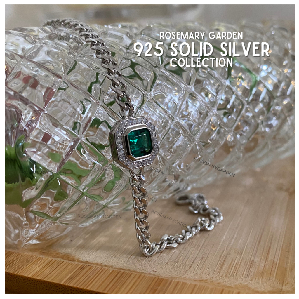 Solid 925 Silver jewelry bracelet 925 Rantai tangan perak solid Sterling sliver Women luxury gem stone charms Shopee Malaysia