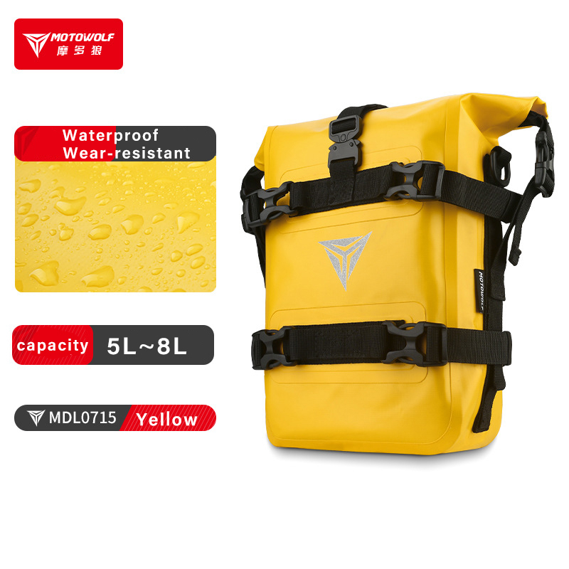 Daniel Smart Motorcycle Leather Crash Bar Bag Left And Right Side Saddlebag Guard Bag With Water Bottle Holder Snap Closure - View #13