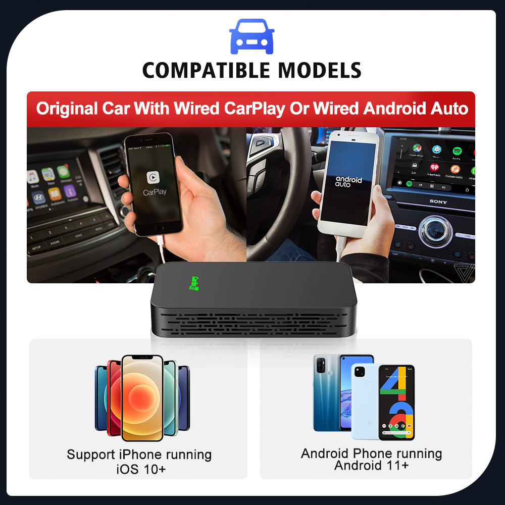 CarlinKit 5.0 New Arrival 2 in 1 CarPlay Wireless Android Auto dongle ...