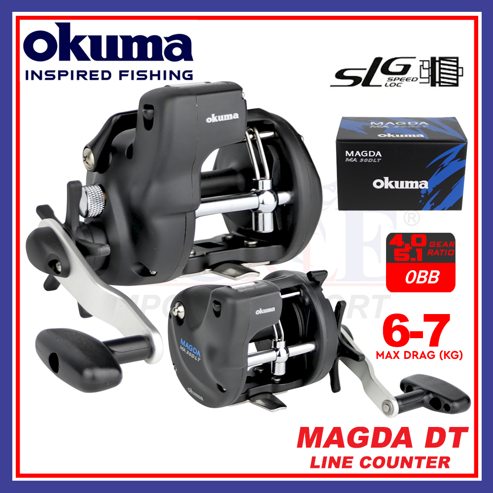 6kg-7kg Magda DT Line Counter Reel Overhead Reel Left/Right Handed Line counter  Fishing Reel Mesin Pancing