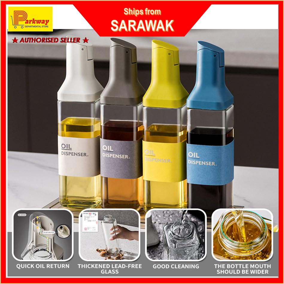 Oil Dispenser Bottle Sauce Glass Bottle Automatic Opening Bottles For