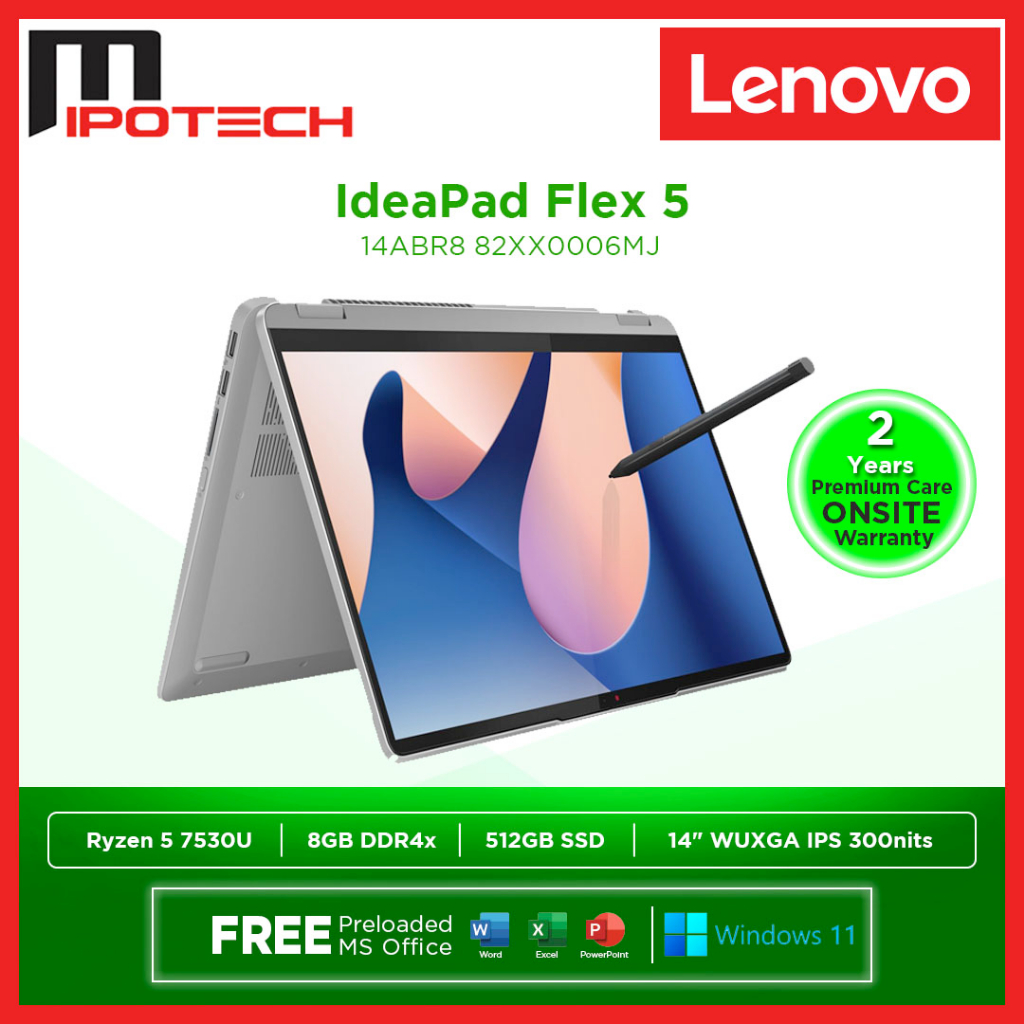 Lenovo Ideapad Flex 5 14abr8 82xx0006mj07mj 14 Wuxga Touch 2 In 1 Laptop R5 7530u 8gb