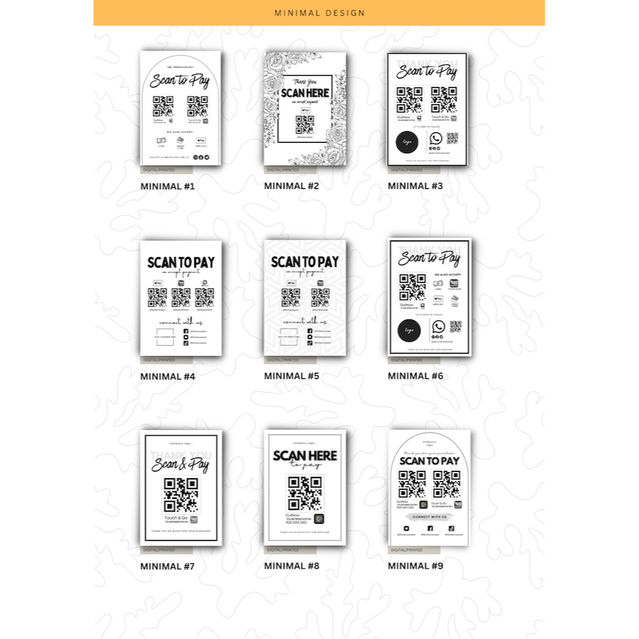 CUSTOMIZED QR CODE Scan to Pay Template, QR CODE Sign Touch & Go