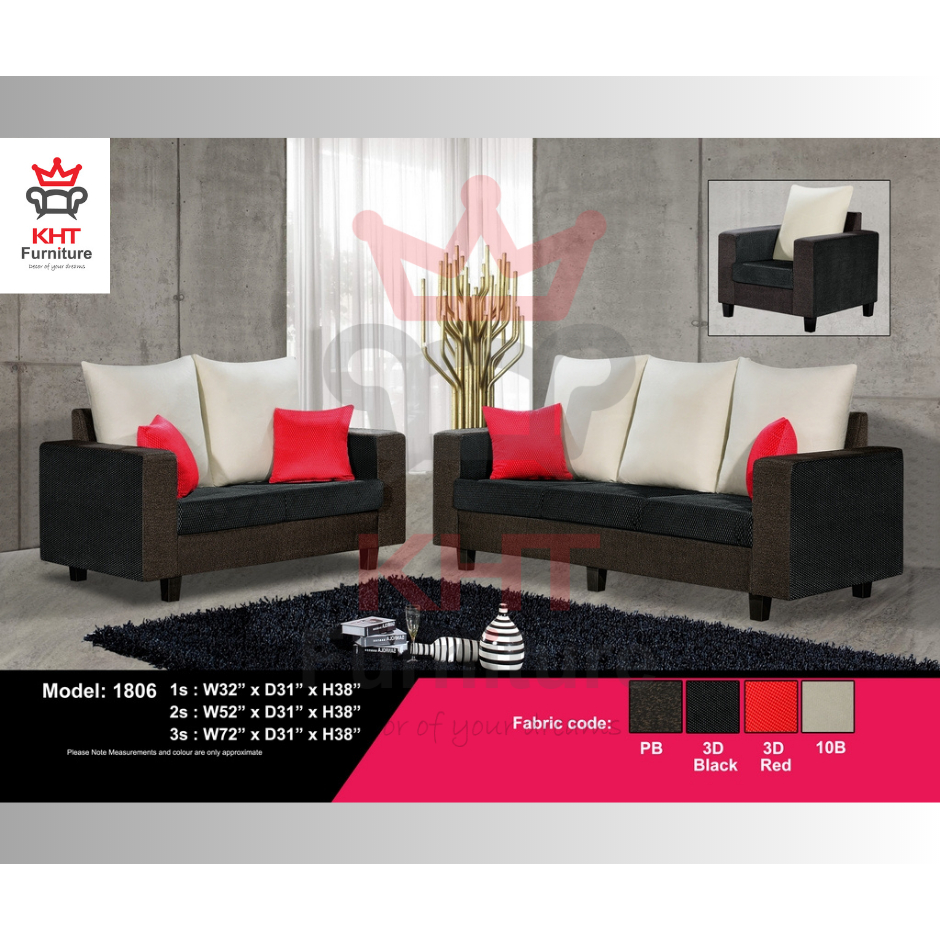 (Klang Valley) Fabric Modern Sofa 1, 2 and 3 Seater Full Set Sofa (1806