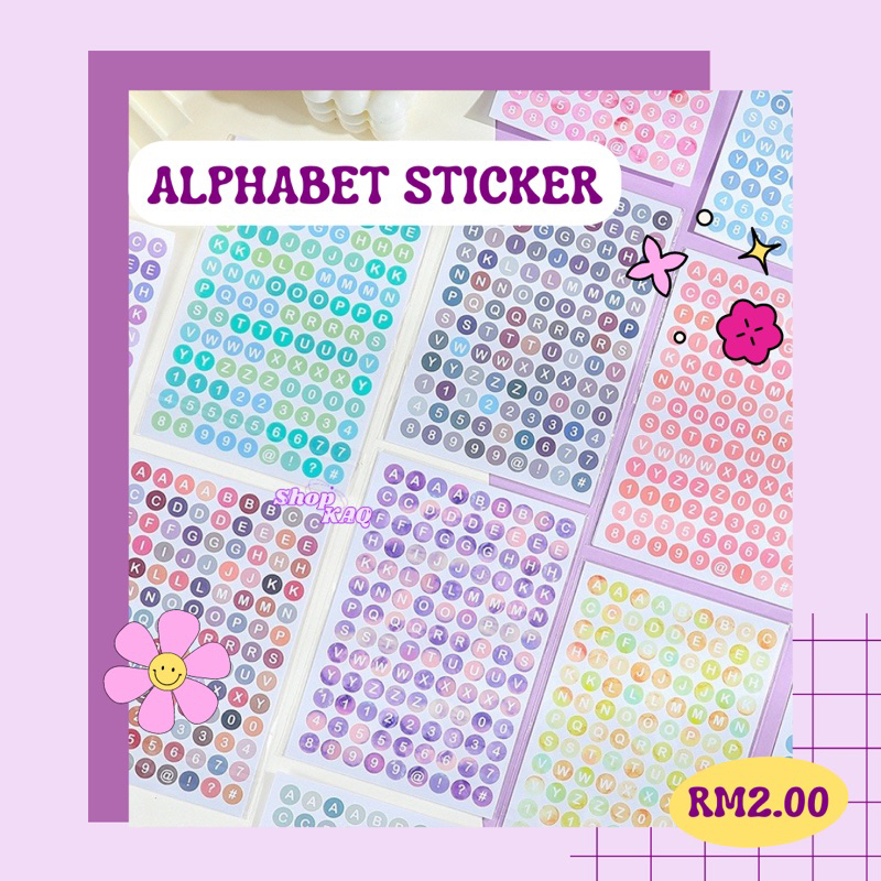 SHOPKAQ 4 Sheets Gradient Color Alphabet Number Stickers Student ...