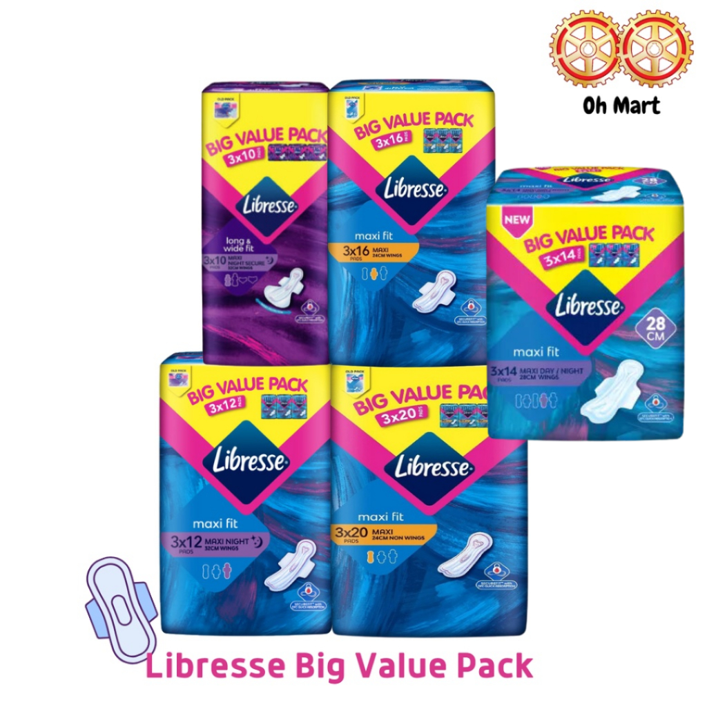 Libresse Feminine Pads Maxi Non Wing 28cm Big Value Pack 3x16s – Loco Store