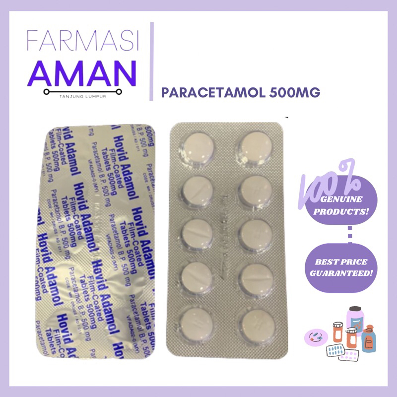 Hovid Adamol Film-Coated Paracetamol B.P 500mg Tablets 10’s | Shopee ...