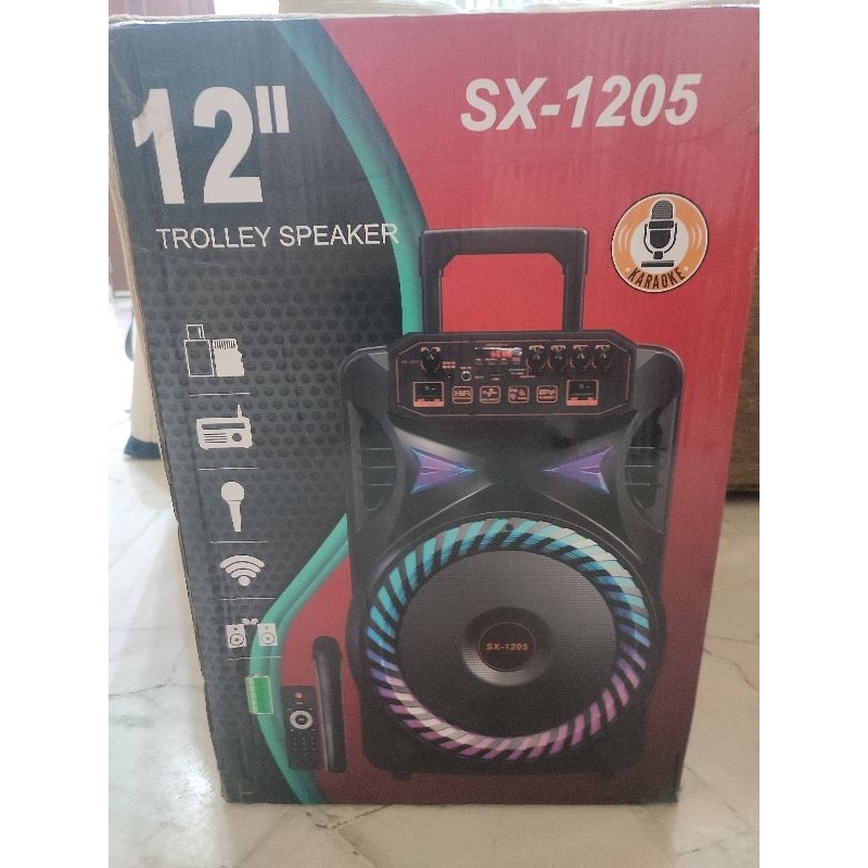 12 INCH (SX-1205) BLUETOOTH TROLLEY SPEAKER KARAOKE SYSTEM - Ship ...