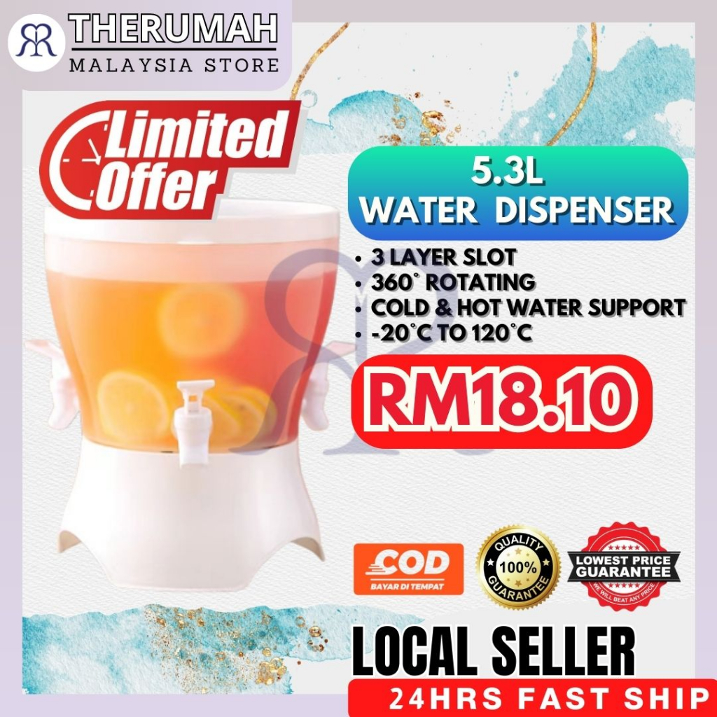 5L Kettle Water Dispenser Faucet Hot Cold Container Jug Rotatable Fruit