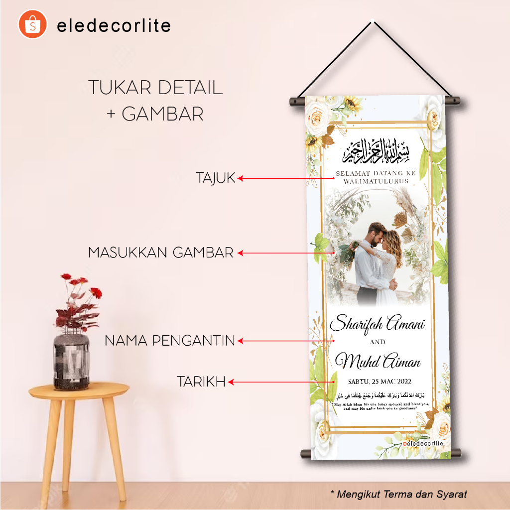 BUNTING KAHWIN 2 x 5/BANTING MAJLIS PERKAHWINAN/WEDDING BANNER/BANNER