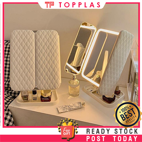 Rechargeable 3 Color LED Makeup Mirror with Touch Sensor Brightness